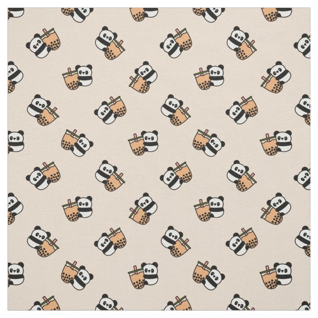 Niedlicher Bubble Tee & Panda Bär Stoff (Muster)