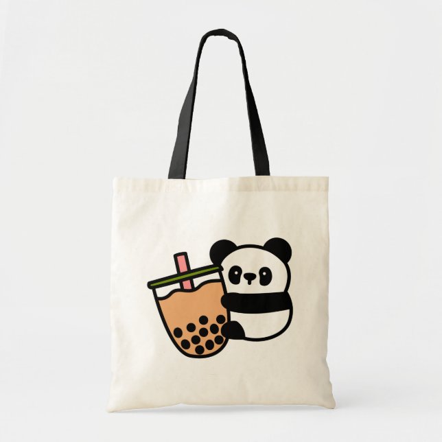 Niedlicher Bubble Tee & Panda Bär Tragetasche (Vorne)