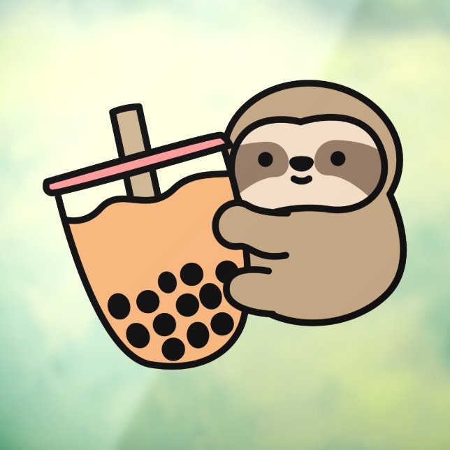 Niedlicher Bubble Tee & Sloth Fensteraufkleber (Blatt 3)