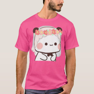Niedlicher Bubu-Bär und Panda-Paar Pfirsich und ge T-Shirt