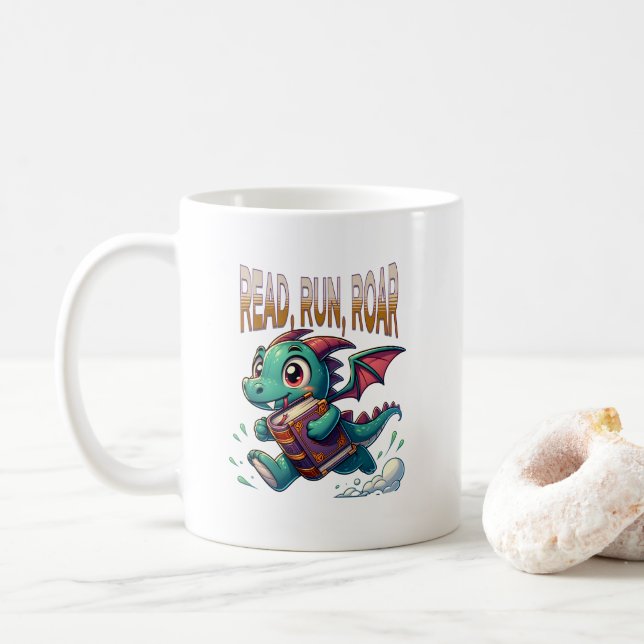 Niedlicher Buchdrache Kaffeetasse (Mit Donut)