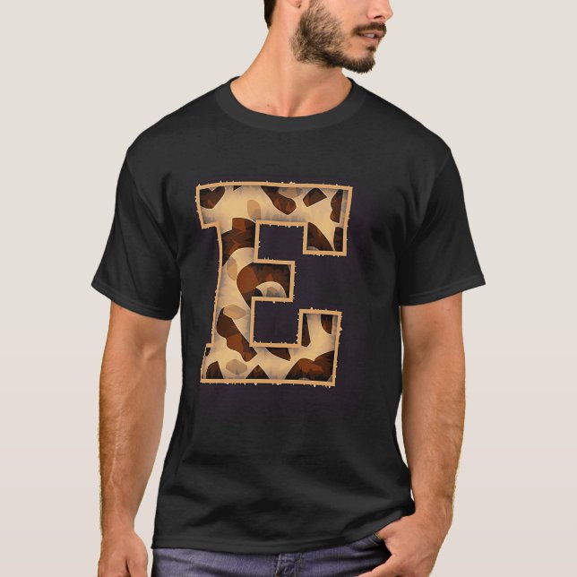 Niedlicher Buchstabe E Anfangsname Leopard Cheetah T-Shirt (Vorderseite)