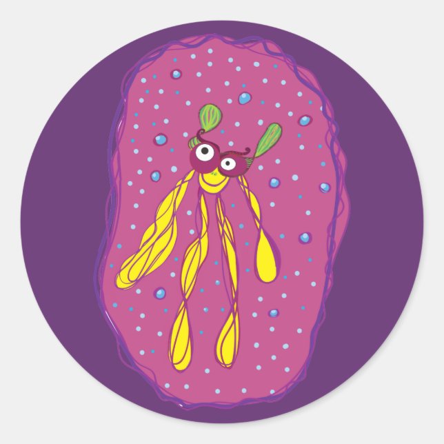 Niedlicher Bug-Aufkleber für Cartoon Runder Aufkleber (Vorderseite)