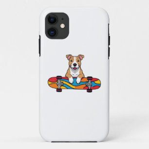 Niedlicher Bull Terrier auf einem Skateboard Case-Mate iPhone Hülle