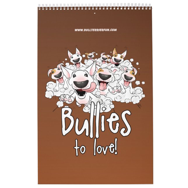 Niedlicher Bull Terrier Cartoon-Kalender Kalender (Titelbild)