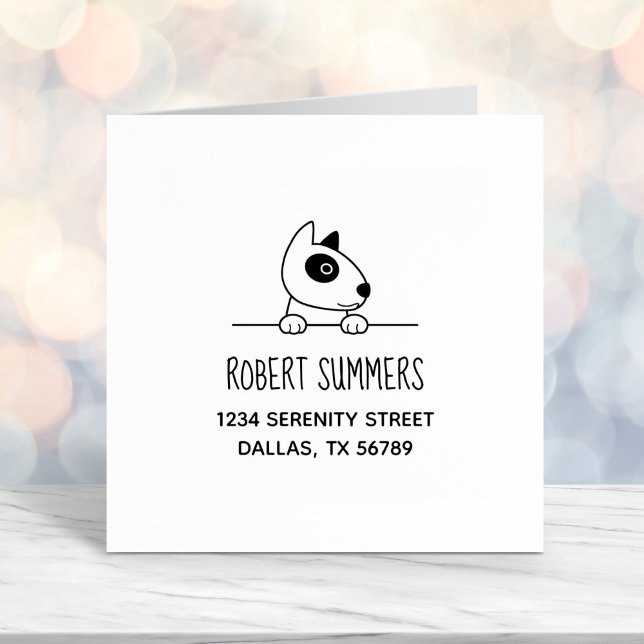 Niedlicher Bull Terrier Dog Peeking oben Adresse Permastempel (Von Creator hochgeladen)