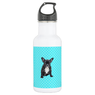 Niedlicher Bulldog Blue Polka Dots Trinkflasche