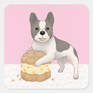 Niedlicher Bulldog & Cream Puff Quadratischer Aufkleber