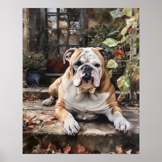 Niedlicher Bulldog Hund Art Print Poster (Vorne)