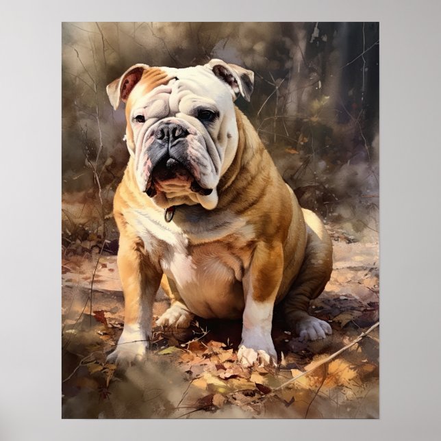 Niedlicher Bulldog Hund Art Print Poster (Vorne)