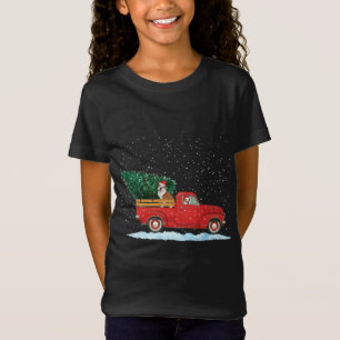 Niedlicher Bulldog mit Vintagem Red Lieferwagen Tr T-Shirt