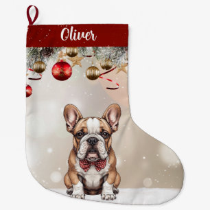 Niedlicher Bulldog Puppy Weihnachtsweihnachtsweih  Großer Weihnachtsstrumpf