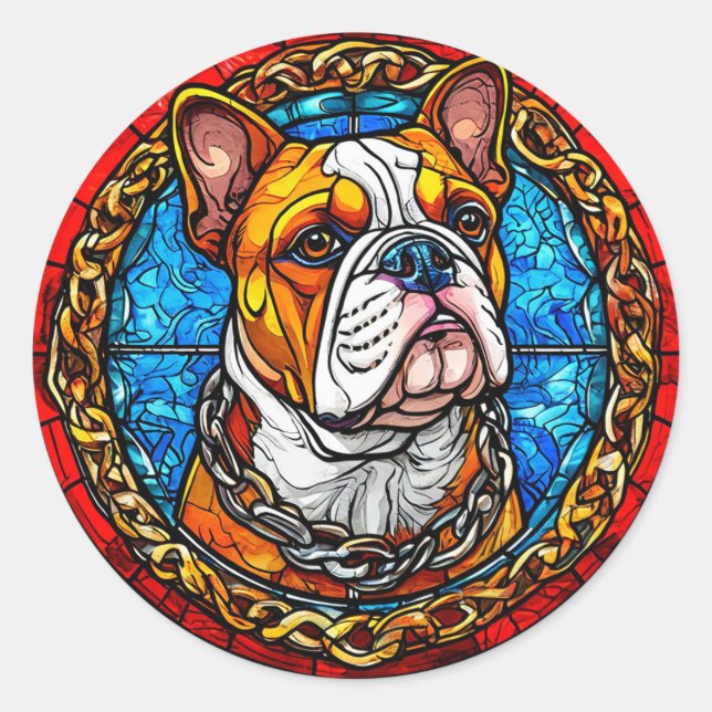 Niedlicher Bulldog Runder Aufkleber (Vorderseite)