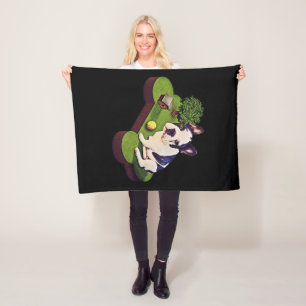 Niedlicher Bulldog Tennis Ball Fleecedecke