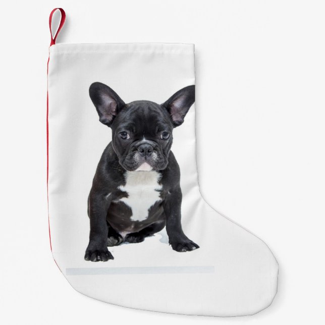 Niedlicher Bulldog-Welpe Kleiner Weihnachtsstrumpf (Vorderseite)