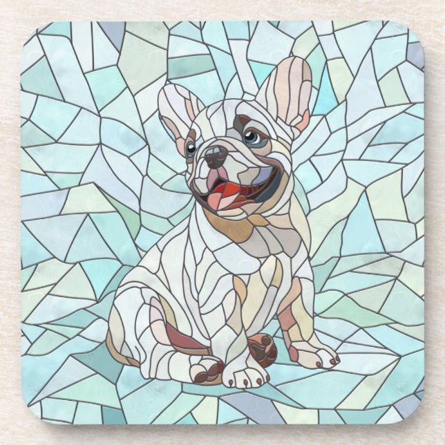 Niedlicher Bulldog Welpe - pastellfarbenes Mosaik Getränkeuntersetzer (Vorderseite)