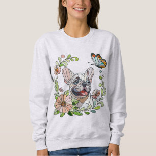 Niedlicher Bulldog Welpe - pastellfarbenes Mosaik Sweatshirt