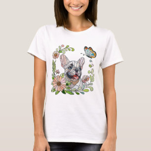 Niedlicher Bulldog Welpe - pastellfarbenes Mosaik T-Shirt