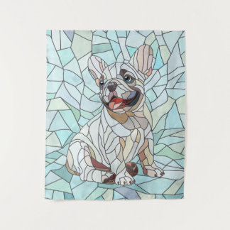 Niedlicher Bulldog Welpe - pastellfarbenes Mosaik Wandteppich