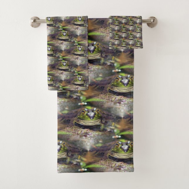 Niedlicher Bullfrog-Gesichtsausdruck Tierart Badhandtuch Set (Insitu)