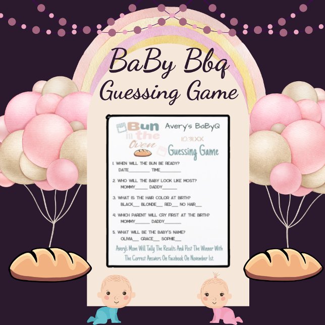 Niedlicher Bun in Oven BaBy Q Shower Guessing Game (Baby Guessing Game)