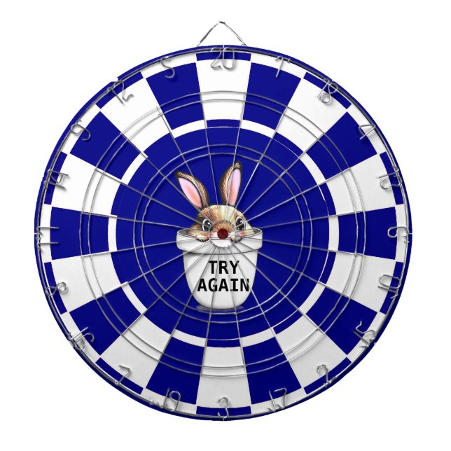 Niedlicher Bunny auf Navy Blue und White Dart Boar Dartscheibe (vorne)