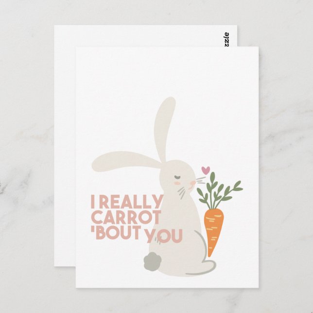 Niedlicher Bunny Carrot Pun - Ich bin wirklich Car Postkarte (Vorne/Hinten)