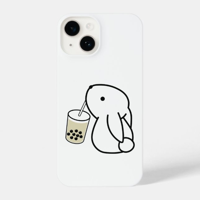 Niedlicher Bunny Drink Boba Milktea iPhone Hülle (Rückseite)