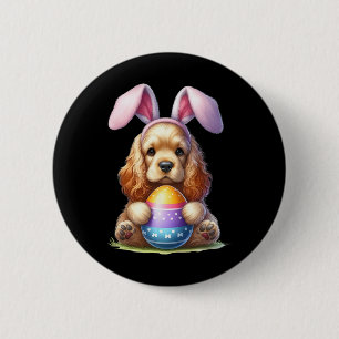 Niedlicher Bunny Er Spaniel Dog Oster Schlei Oster Button