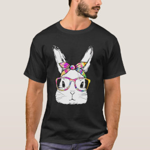 Niedlicher Bunny Face Gefärbte Krawatte Brille Ost T-Shirt