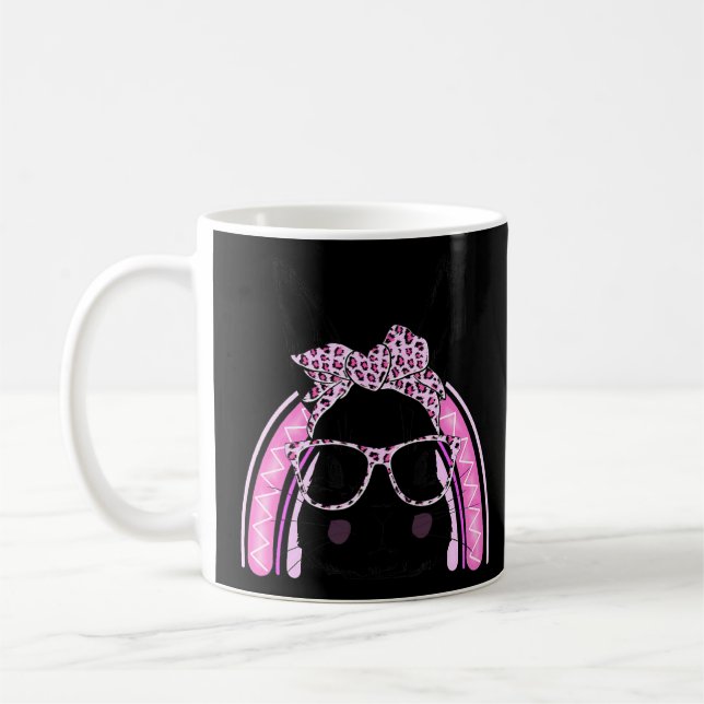 Niedlicher Bunny Face Leopard Regenbogen Krawatte  Kaffeetasse (Links)