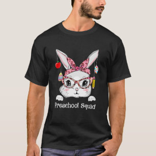 Niedlicher Bunny Face Preschool Lehrer Leopard Ost T-Shirt