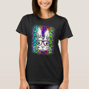 Niedlicher Bunny Face Rainbow Leopard gebleicht Ha T-Shirt