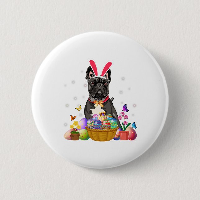 Niedlicher Bunny French Bulldog Eiertag Aktionskor Button (Vorderseite)