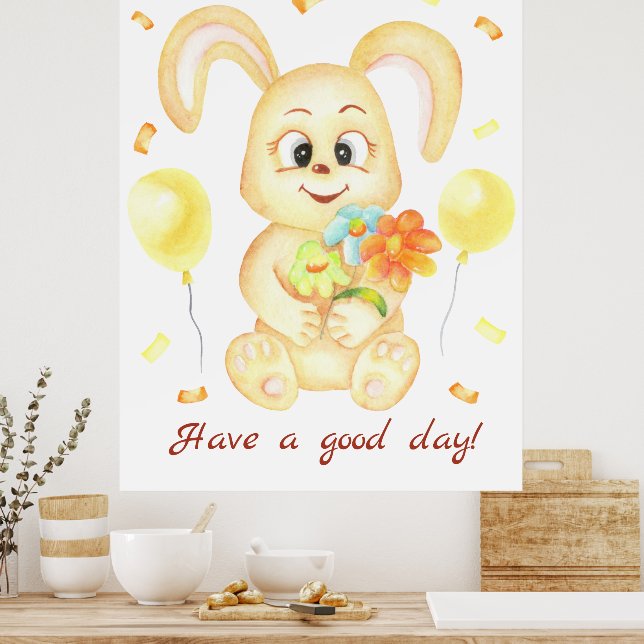 Niedlicher Bunny für eine positive Stimmung Poster (Küche)