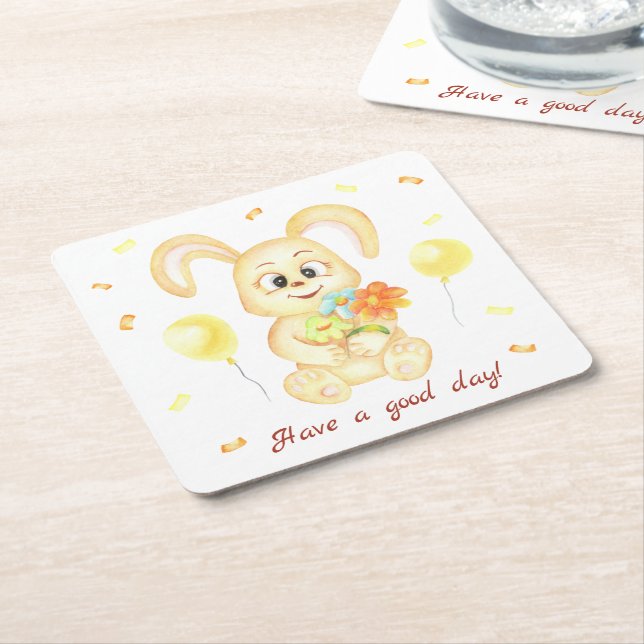 Niedlicher Bunny für eine positive Stimmung Poster Rechteckiger Pappuntersetzer (angewinkelt)