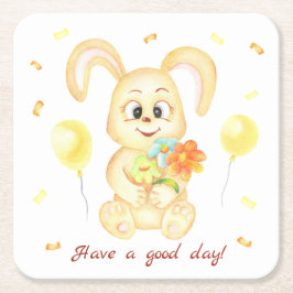 Niedlicher Bunny für eine positive Stimmung Poster Rechteckiger Pappuntersetzer