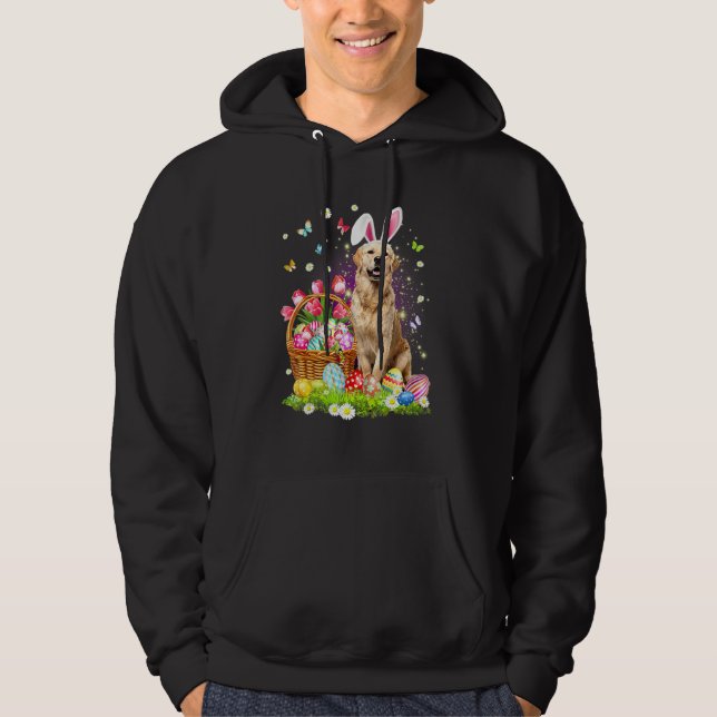 Niedlicher Bunny Golden Retriever Dog Ostereier Kö Hoodie (Vorderseite)