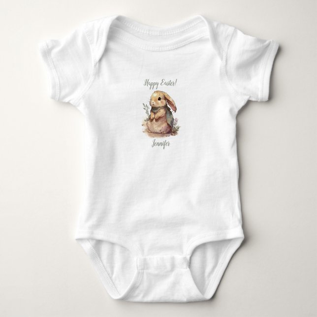 Niedlicher Bunny Happy Oaster Baby Bodysuit Strampler (Vorderseite)