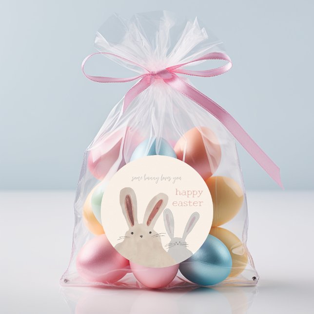 Niedlicher Bunny Happy Osterheber Runder Aufkleber (Von Creator hochgeladen)