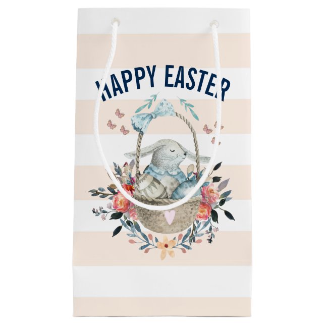 Niedlicher Bunny in Basket & Hübsch Florals Happy  Kleine Geschenktüte (Vorderseite)