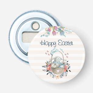 Niedlicher Bunny in Basket & Tulip Florals Frohe O Flaschenöffner