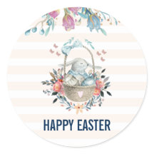 Niedlicher Bunny in Basket & Tulip Florals Frohe O