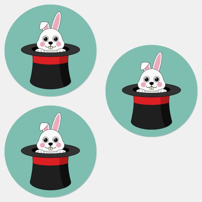 Niedlicher Bunny in Wizard Hat Etiketten (Gruppe)