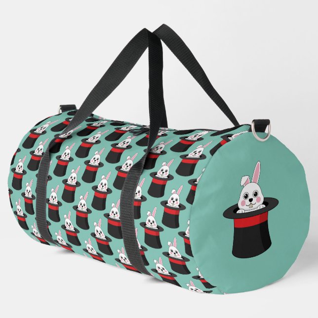 Niedlicher Bunny in Wizard Hat Pattern Duffle Bag (Linke Ecke)