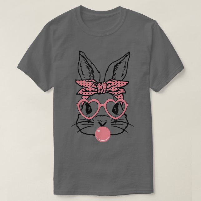 Niedlicher Bunny mit Bandana Herzbrille Bubblegum  T-Shirt (Design vorne)