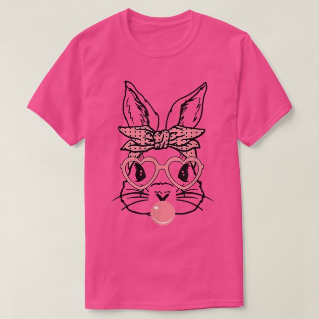 Niedlicher Bunny mit Bandana Herzbrille Bubblegum  T-Shirt (Design vorne)