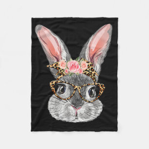 Niedlicher Bunny mit Byndana Gles Leopard Blume Ea Fleecedecke