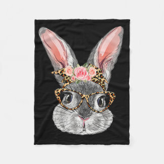 Niedlicher Bunny mit Byndana Gles Leopard Blume Ea Fleecedecke