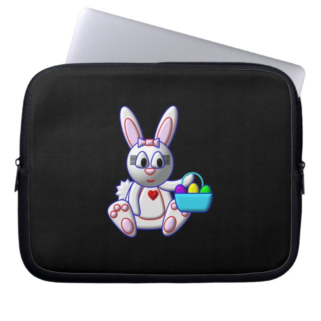 Niedlicher Bunny mit einem Korb Laptopschutzhülle (Vorderseite)